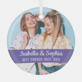 最高の友より永遠モダンBFFフォトトレンディーグラス ガラスオーナメント (正面)