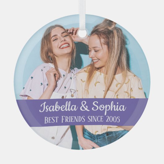最高の友より永遠モダンBFFフォトトレンディーグラス ガラスオーナメント (正面)