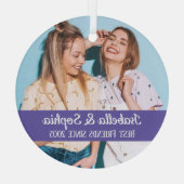 最高の友より永遠モダンBFFフォトトレンディーグラス ガラスオーナメント (裏面)