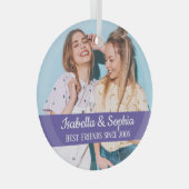 最高の友より永遠モダンBFFフォトトレンディーグラス ガラスオーナメント (正面右)