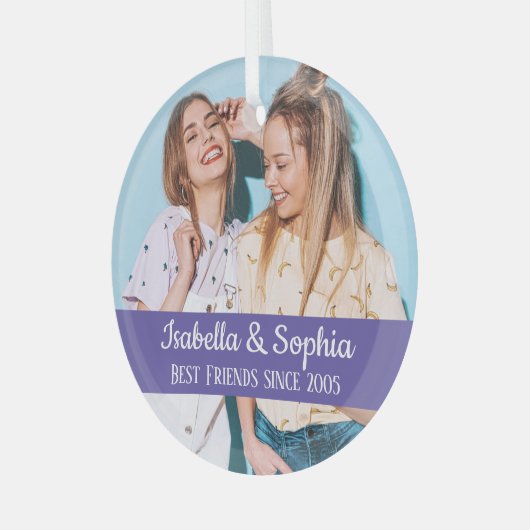 最高の友より永遠モダンBFFフォトトレンディーグラス ガラスオーナメント (正面左)