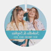 最高の友より永遠モダンBFFフォトトレンディーグラス ガラスオーナメント (裏面)