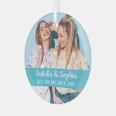 最高の友より永遠モダンBFFフォトトレンディーグラス ガラスオーナメント (正面左)