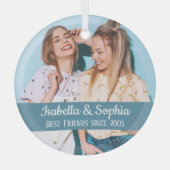 最高の友より永遠モダンBFFフォトトレンディーグラス ガラスオーナメント (正面)