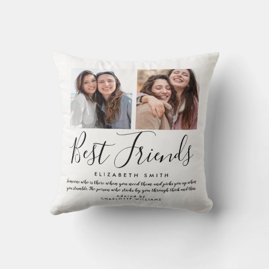 最高の友エレガントよモダンScript引用文写真 クッション (裏面)