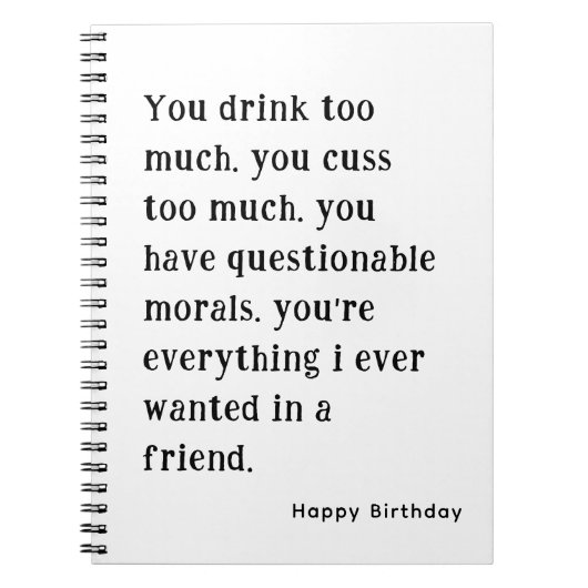 最高の友ハッピーバースデーおもしろい 笑わされる ノートブック (正面)