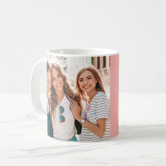 最高の友ハートスクリプトフォトエレガント赤面ピンク コーヒーマグカップ (正面左)