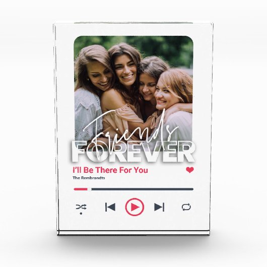 最高の友パーソナライズされた曲硝子アートカバー フォトブロック (正面)