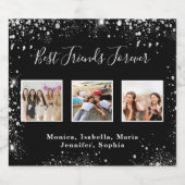 最高の友フォトブラック銀グリッター スパークリングワインラベル (シングルラベル)