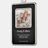 最高の友モダン人写真コラージュ | BFFクリスマス シルバープレートフレームオーナメント (左)