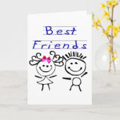 最高の友人のスティックフィギュア カード (黄色い花)