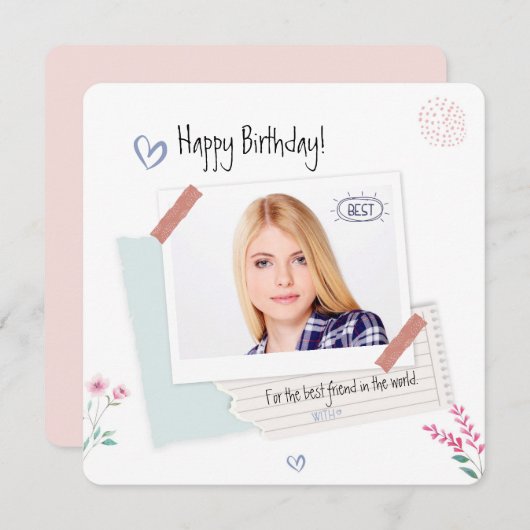 最高の友人の写真カスタムハッピーバースデー シーズンカード (正面/裏面)