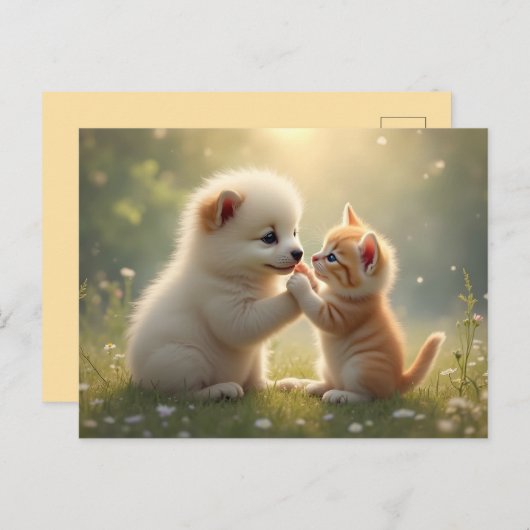 最高の友人よ与えよ私5 – かわいい子犬と子猫 ポストカード (正面/裏面)
