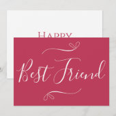 最高の友人ハッピーガレンティーヌデイホットピンクモダン シーズンカード (正面/裏面)