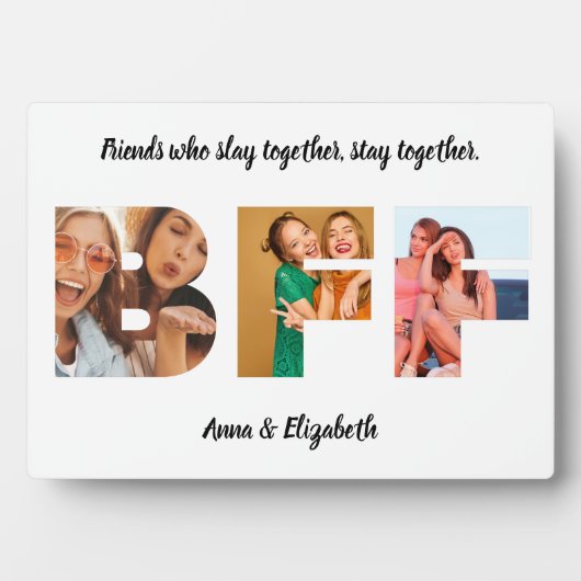 最高の友人フォトコラージュパーソナライズされた引用文BFF フォトプラーク (正面)