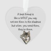 最高の友人感動的引用文ウルフ オーナメント (裏面)