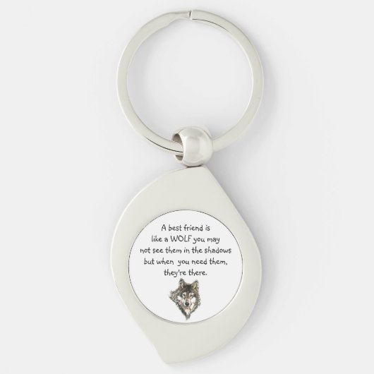 最高の友人感動的引用文ウルフ キーホルダー (正面)