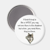最高の友人感動的引用文ウルフ マグネット (正面/裏面)