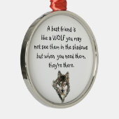 最高の友人感動的引用文ウルフ メタルオーナメント (右)