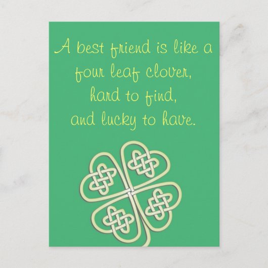 最高の友人4葉クローバーハガキ ポストカード (正面)