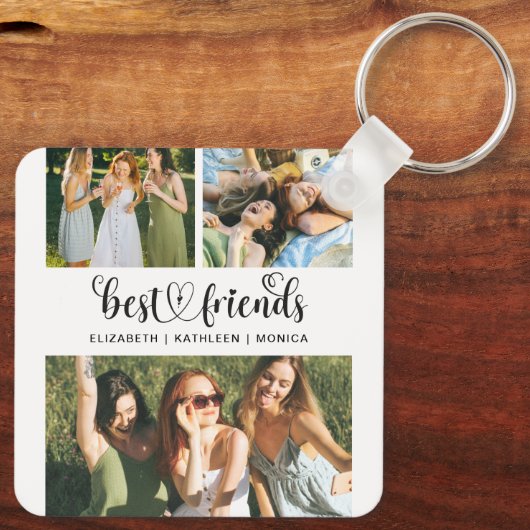 最高の友人BFFフォトコラージュ最高のフォン永遠 キーホルダー (裏面)