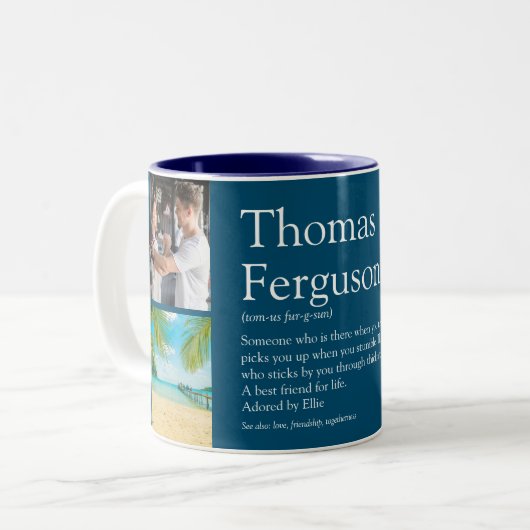 最高の友人BFF定義フォトコラージブルー ツートーンマグカップ (正面左)