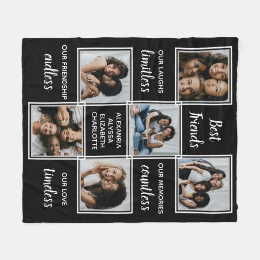 最高の友友引用文ユニーク写真コラージュ フリースブランケット (正面(横))