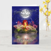 最高の友友誕生日カード – かわいい小さな妖精 – Wa カード (黄色い花)