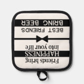 最高の友達がビールを黒く持ってくる 鍋敷き (正面)