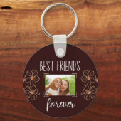 最高の友達が永遠にあなたの写真を追加かわいい誕生日を追加 キーホルダー (正面)