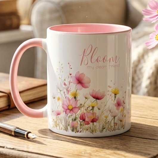 最高の友達と過ごす誕生日のワイルドフラワーの花盛り マグカップ