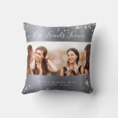 最高の友達のシルバーフォトグリッター クッション (裏面)