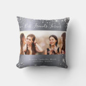 最高の友達のシルバーフォトグリッター クッション (正面)