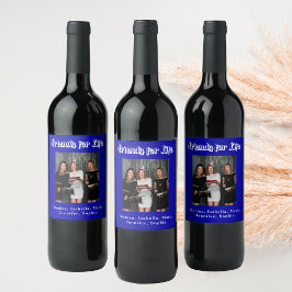 最高の友達の写真 ロイヤルブルー 白 スクリプト ワインラベル