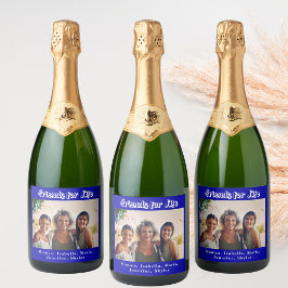 最高の友達の写真 ロイヤルブルー 白 名前 パーティー スパークリングワインラベル