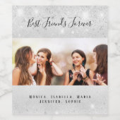 最高の友達の写真 銀の輝きの塵 名前 ワインラベル (シングルラベル)