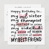 最高の友達の誕生日カード - 親友のための誕生日カード 招待状 (正面/裏面)