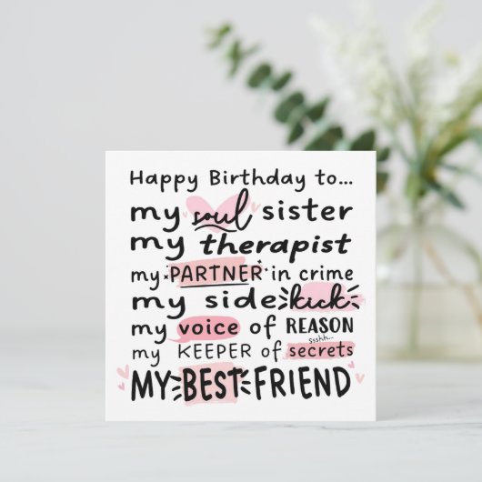 最高の友達の誕生日カード - 親友のための誕生日カード 招待状 (スタンド正面)