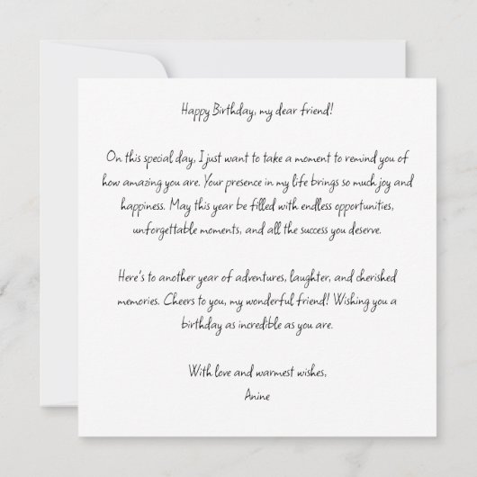 最高の友達の誕生日カード - 親友のための誕生日カード 招待状 (裏面)