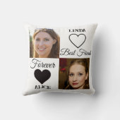 最高の友達ギフト白黒ハートコラージュ クッション (裏面)