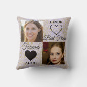 最高の友達ギフト金ゴールド紫ハート写真コラージュ クッション (裏面)