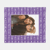 最高の友達スタイリッシュBFFパープルW友情フォト フリースブランケット (正面(横))