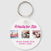 最高の友達ピンクの白いスクリプトの写真名 キーホルダー (裏面)