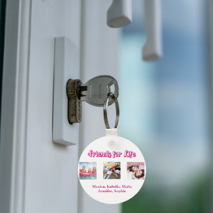 最高の友達ピンクの白いスクリプトの写真名 キーホルダー