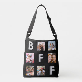 最高の友達ブラックシルバーフォトコラージュBFF クロスボディバッグ