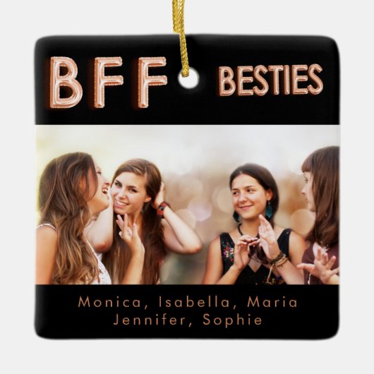 最高の友達ブラックバラ金ゴールドbesties BFF写真 セラミックオーナメント (正面)