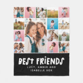 最高の友達ブラック15枚の写真モダンミニマル フリースブランケット (正面)