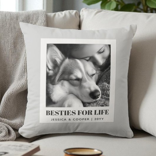 最高の友達モダングレー犬ママのペット写真 クッション