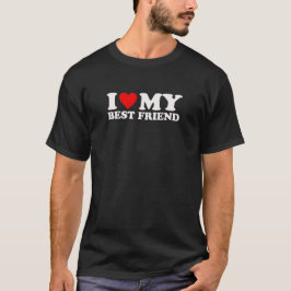 最高の友達大好き - 白抜きハートデザイン Tシャツ