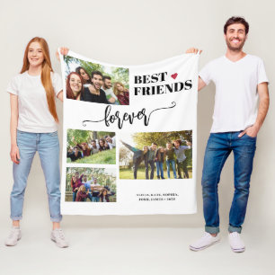 最高の友達4枚の写真パーソナライズされた名 フリースブランケット